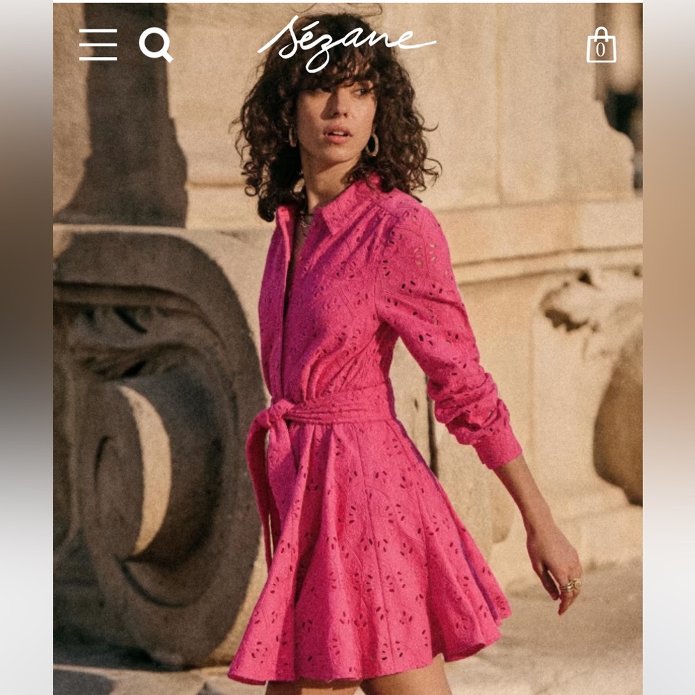 Sezane Robe Sol Pink Dress Sz 6 NWT